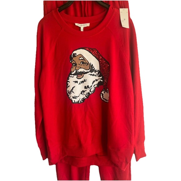 Workshop Christmas Red Two Piece Santa Pajamas Pants Gift Santa Sz S/P NWT - Picture 2 of 9